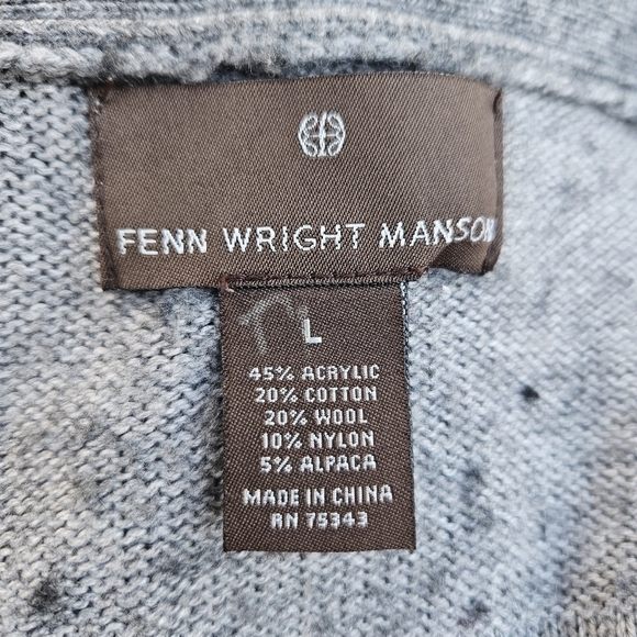 Fenn Wright Manson long open front gray cardigan wool blend large - Picture 4 of 5